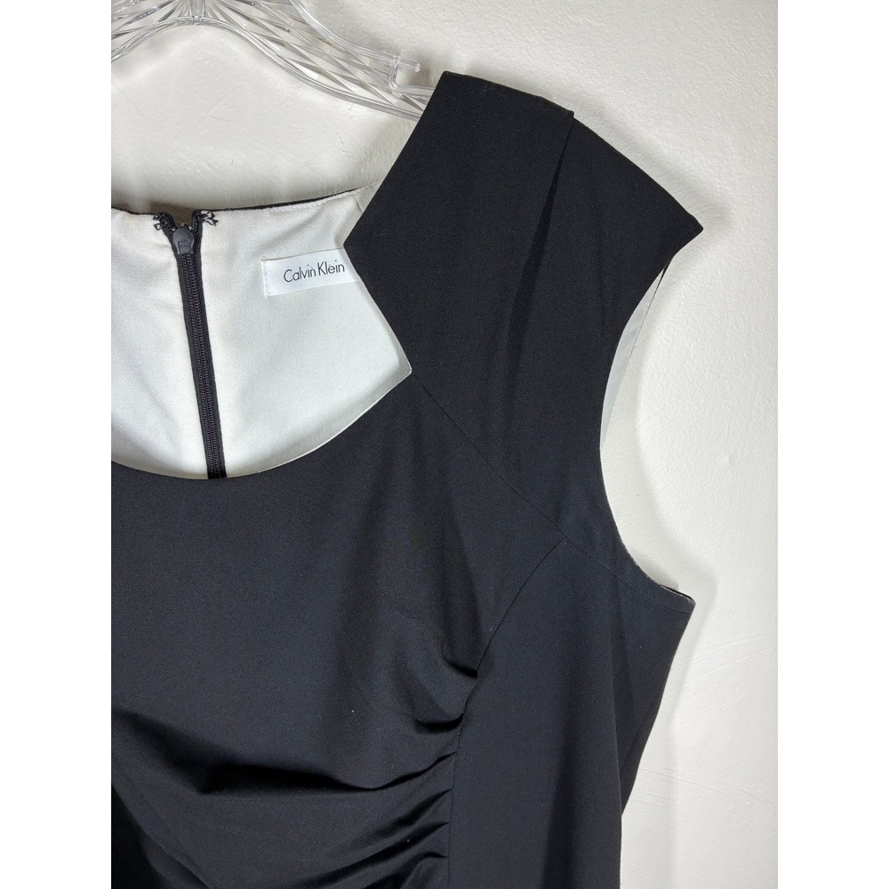 Calvin Klein Black Sleeveless Sheath Dress Plus Size 18W Ruched Neutral Stretchy - Picture 5 of 12